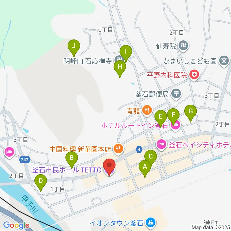 釜石市民ホールTETTO周辺の駐車場・コインパーキング一覧地図