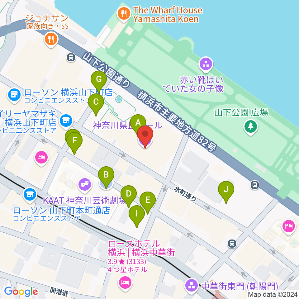 神奈川県民ホール周辺の駐車場・コインパーキング一覧地図