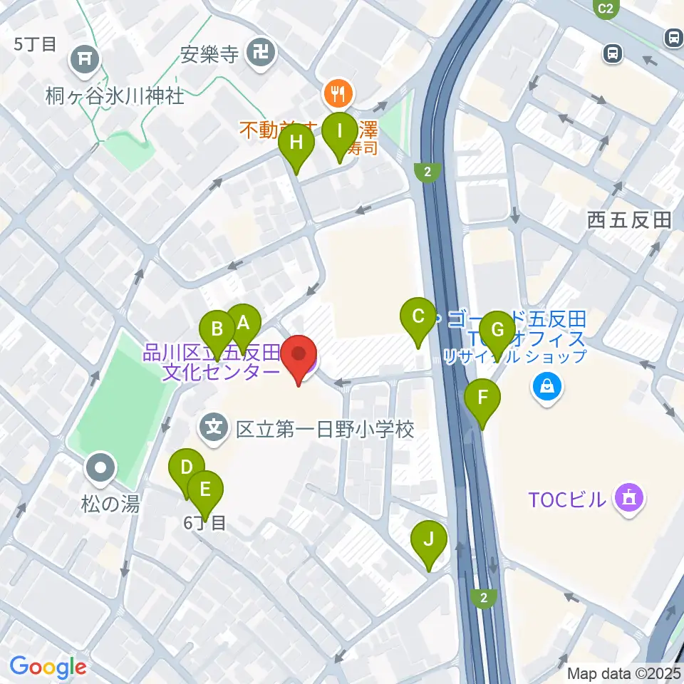 品川区立五反田文化センター周辺の駐車場・コインパーキング一覧地図
