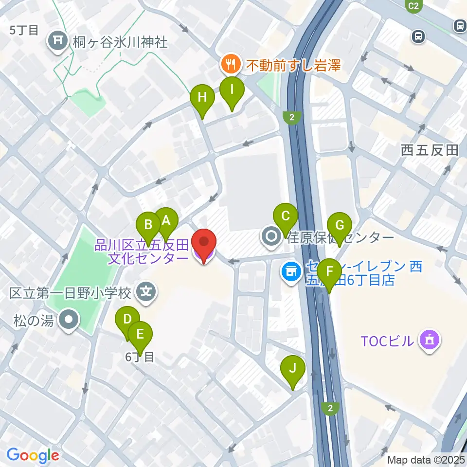 品川区立五反田文化センター周辺の駐車場・コインパーキング一覧地図