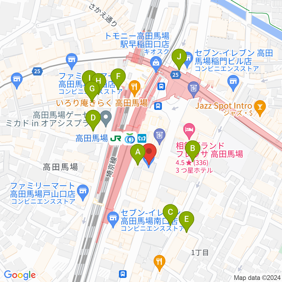 カナリアミュージックスタジオ周辺の駐車場・コインパーキング一覧地図