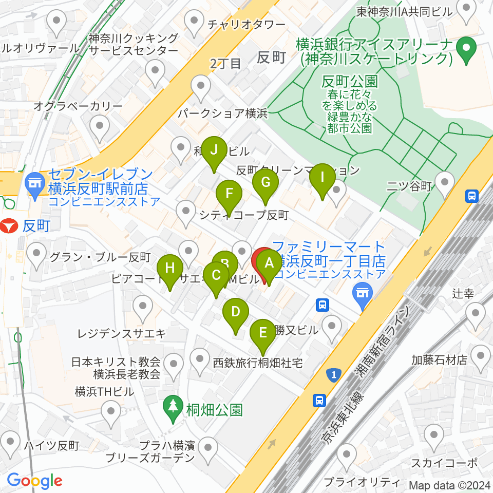 STUDIO楽 横浜反町店周辺の駐車場・コインパーキング一覧地図