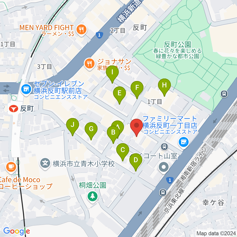 STUDIO楽 横浜反町店周辺の駐車場・コインパーキング一覧地図