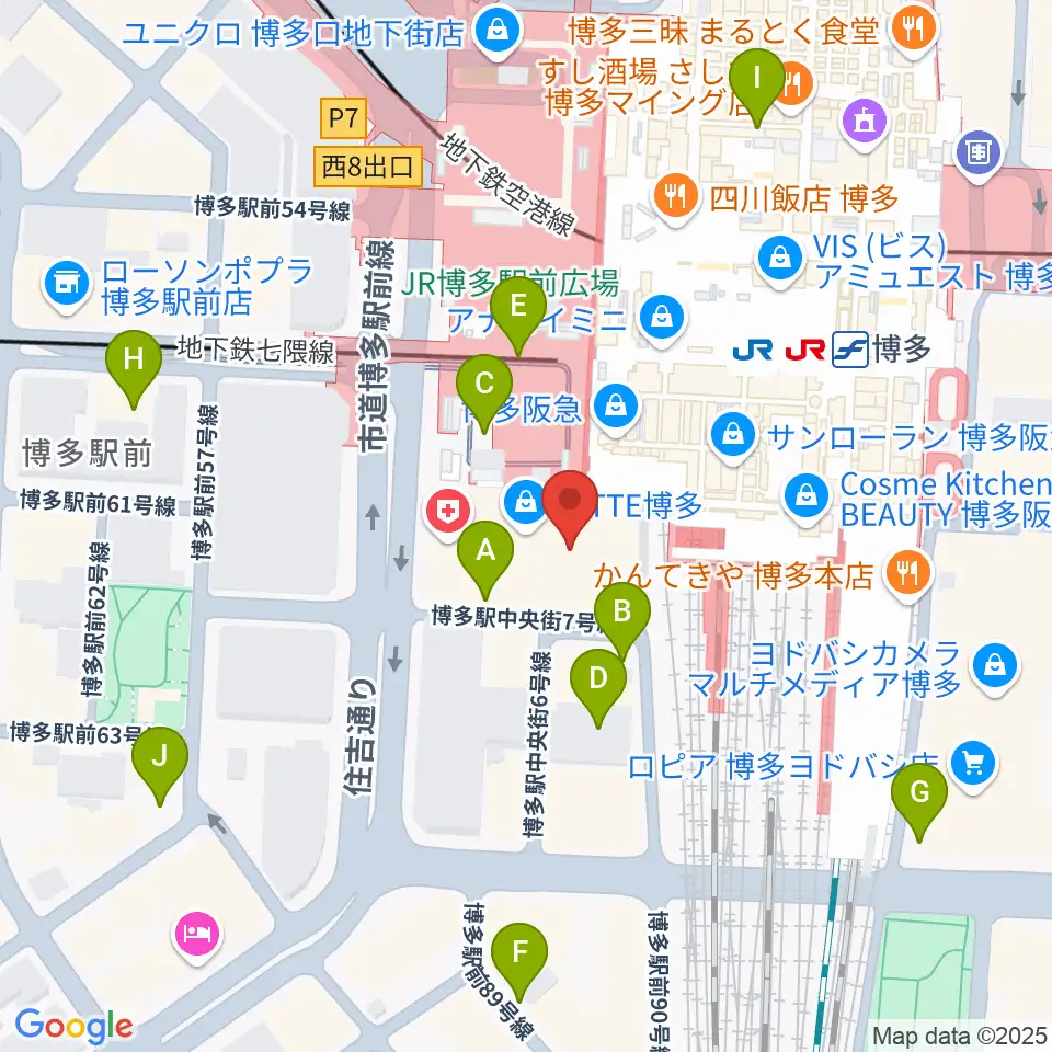 HMV&BOOKS HAKATA周辺の駐車場・コインパーキング一覧地図