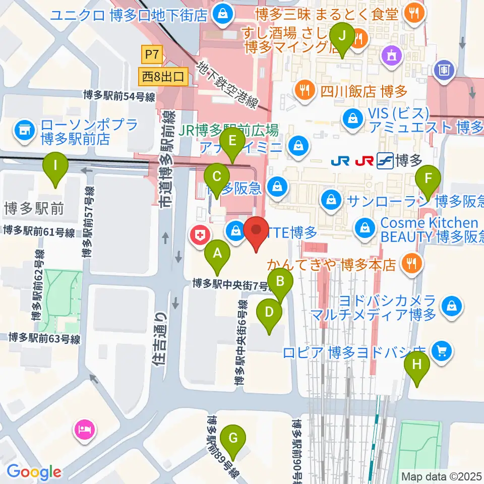 HMV&BOOKS HAKATA周辺の駐車場・コインパーキング一覧地図
