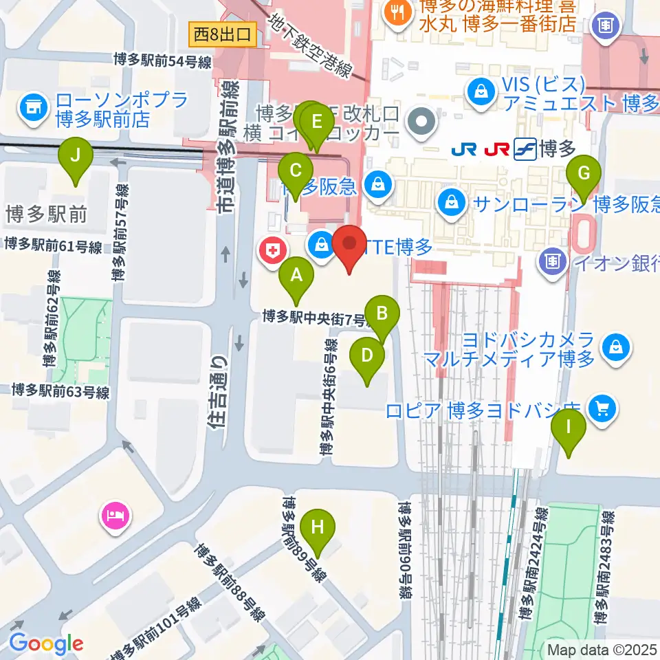 HMV&BOOKS HAKATA周辺の駐車場・コインパーキング一覧地図