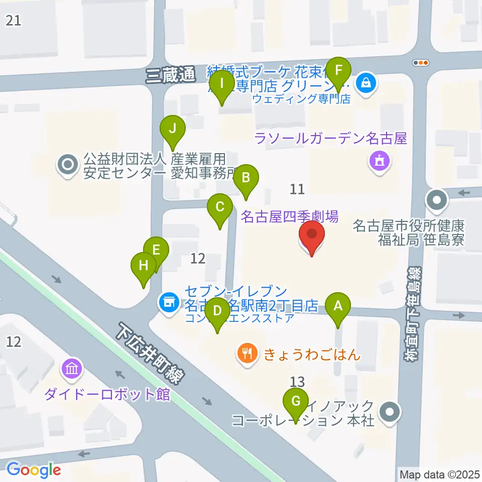 名古屋四季劇場周辺の駐車場・コインパーキング一覧地図