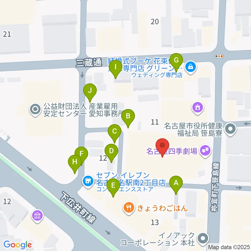名古屋四季劇場周辺の駐車場・コインパーキング一覧地図