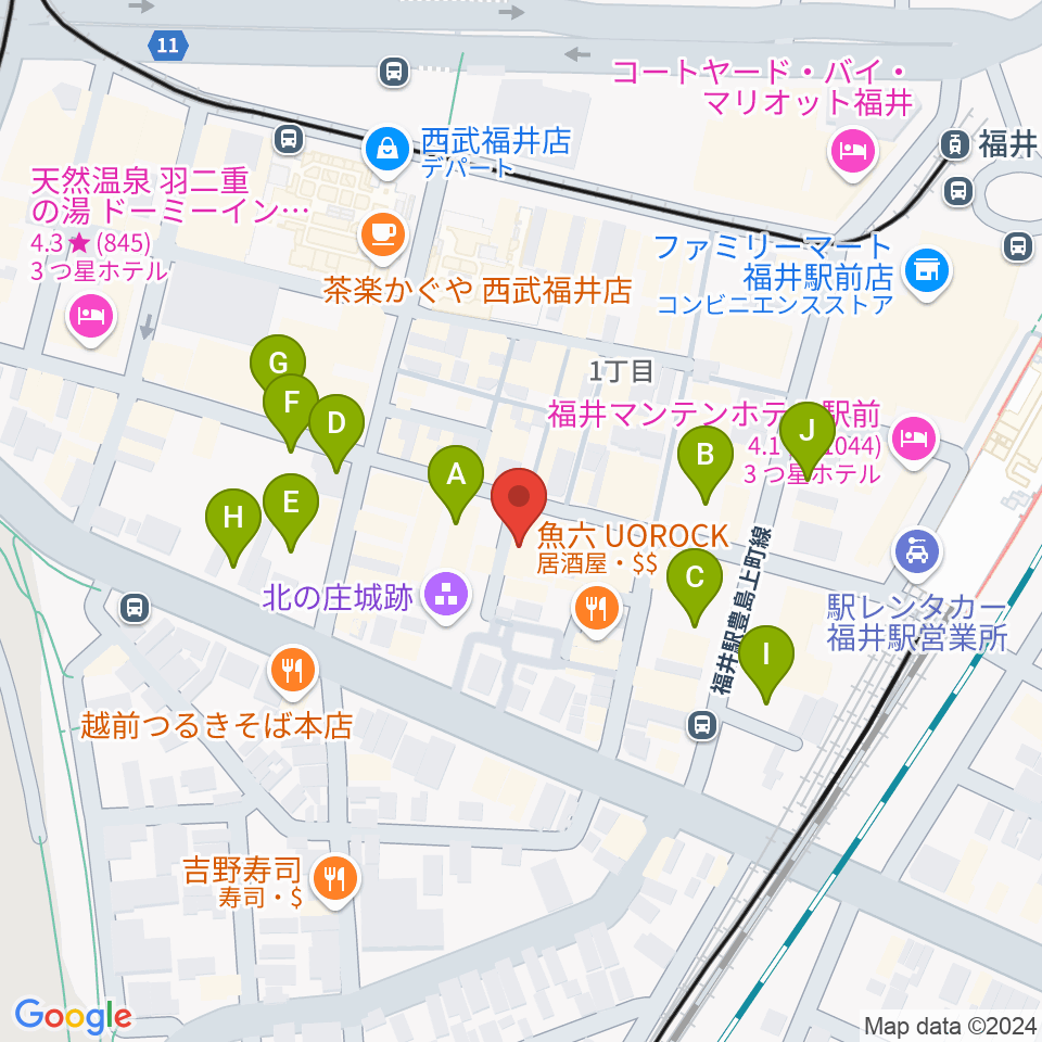 福井 北ノ庄クラシックス周辺の駐車場・コインパーキング一覧地図