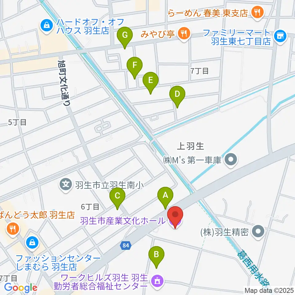 羽生市産業文化ホール周辺の駐車場・コインパーキング一覧地図