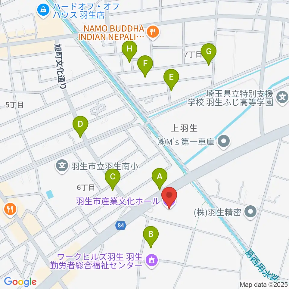 羽生市産業文化ホール周辺の駐車場・コインパーキング一覧地図