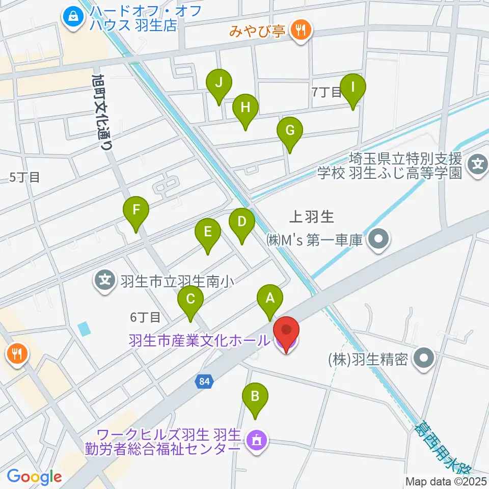 羽生市産業文化ホール周辺の駐車場・コインパーキング一覧地図