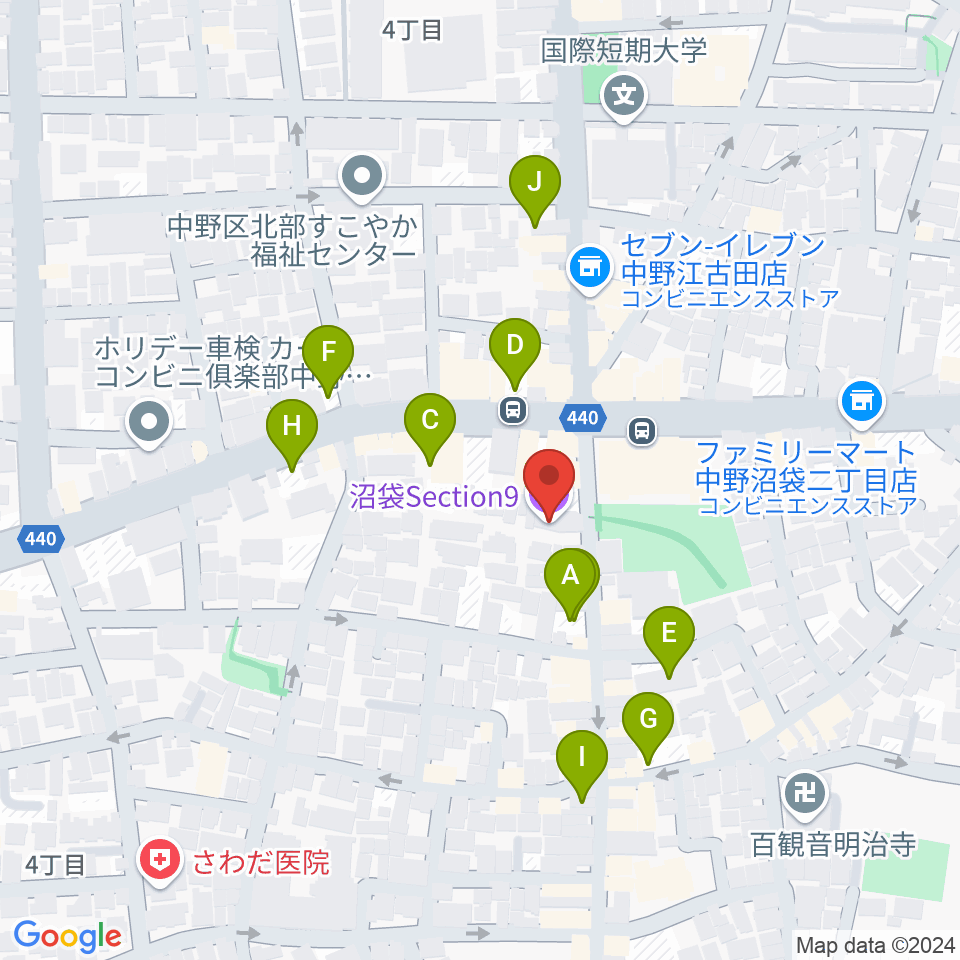 沼袋Section9周辺の駐車場・コインパーキング一覧地図