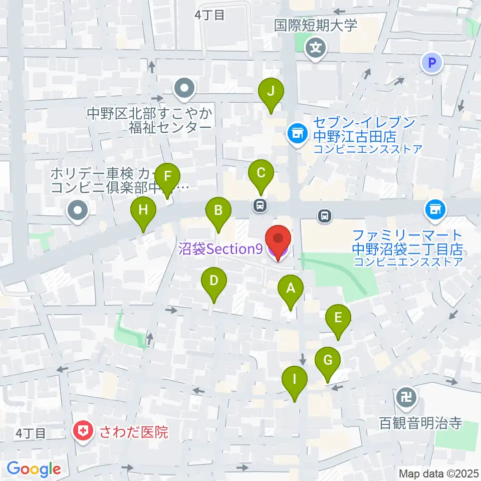 沼袋Section9周辺の駐車場・コインパーキング一覧地図