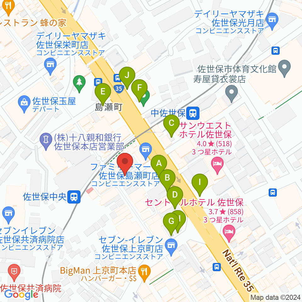 佐世保ガァネット周辺の駐車場・コインパーキング一覧地図