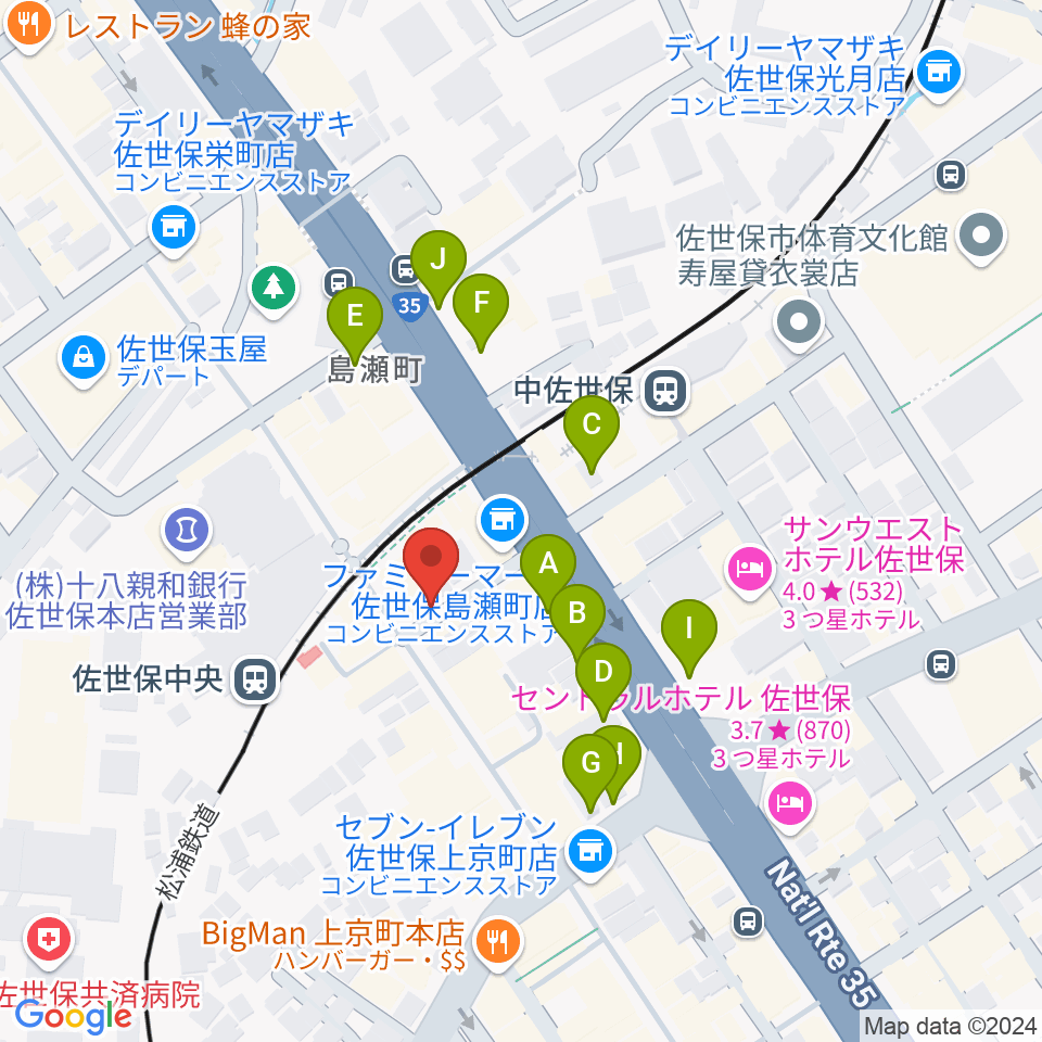 佐世保ガァネット周辺の駐車場・コインパーキング一覧地図