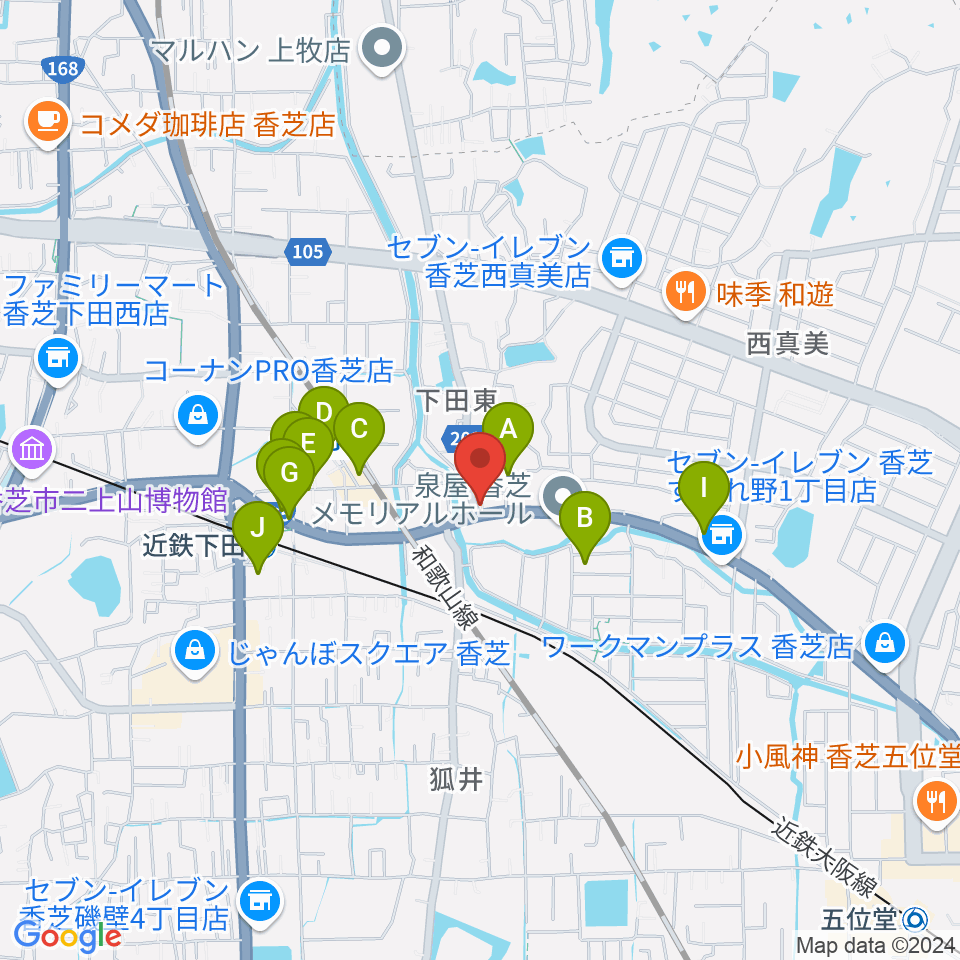 香芝cafe Pop-inn周辺の駐車場・コインパーキング一覧地図