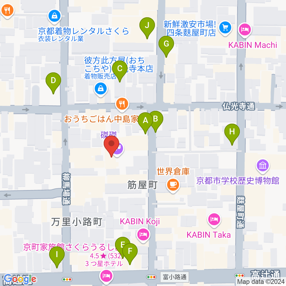 磔磔周辺の駐車場・コインパーキング一覧地図