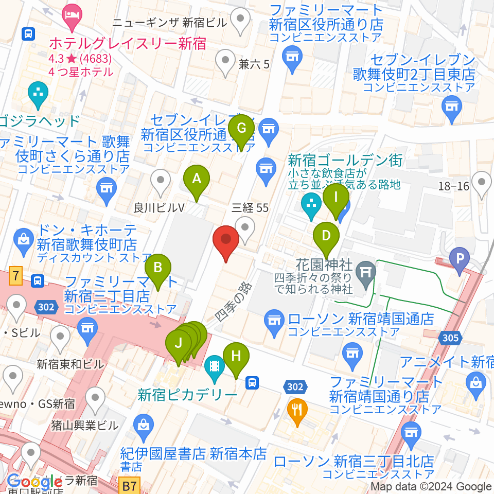 新宿Zirco Tokyo周辺の駐車場・コインパーキング一覧地図