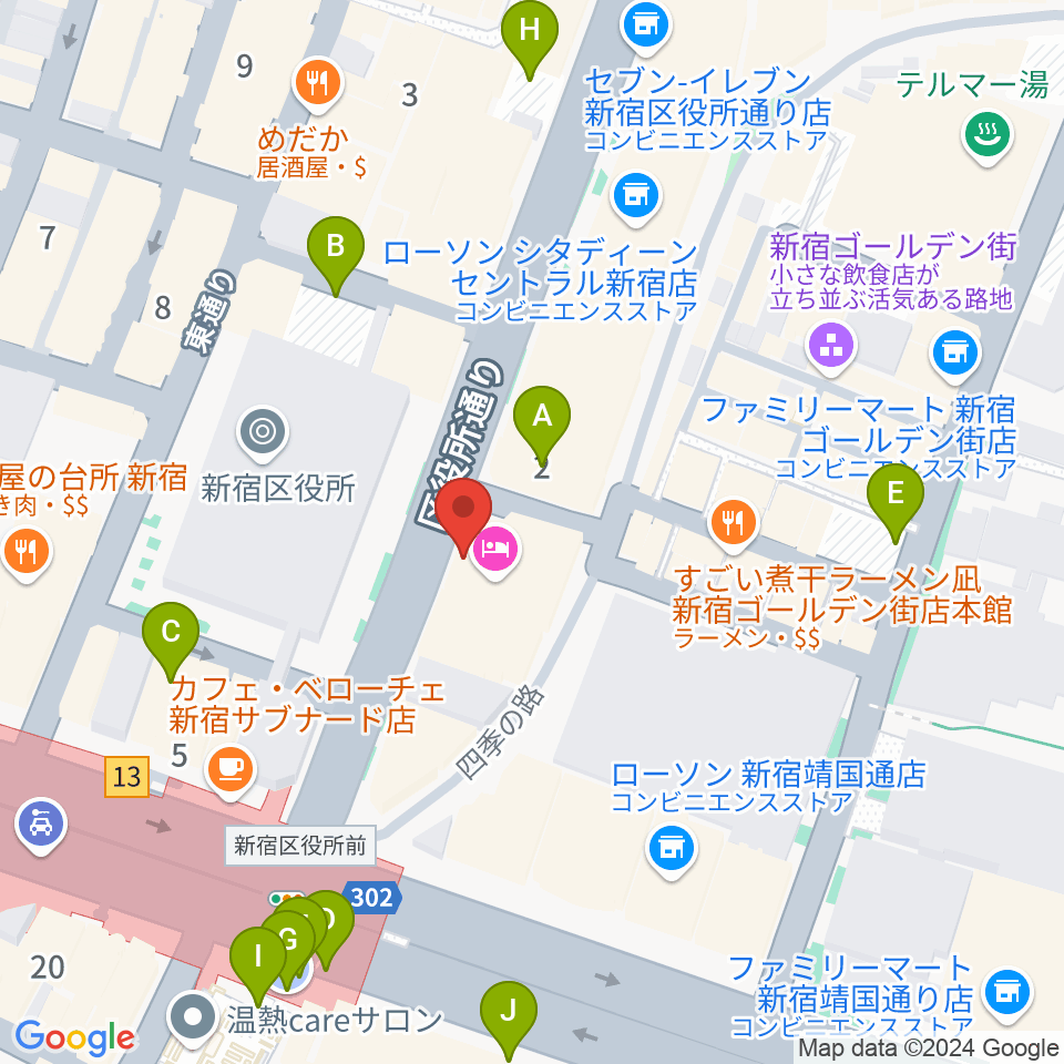 新宿Zirco Tokyo周辺の駐車場・コインパーキング一覧地図