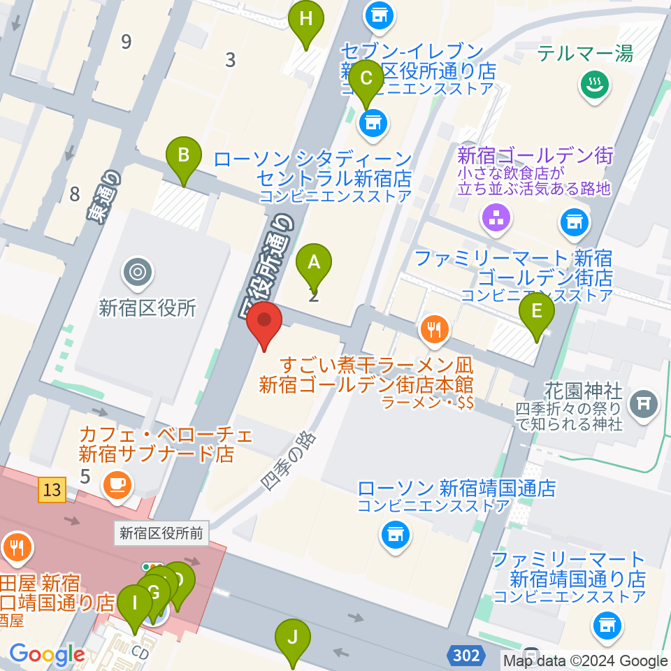 新宿Zirco Tokyo周辺の駐車場・コインパーキング一覧地図