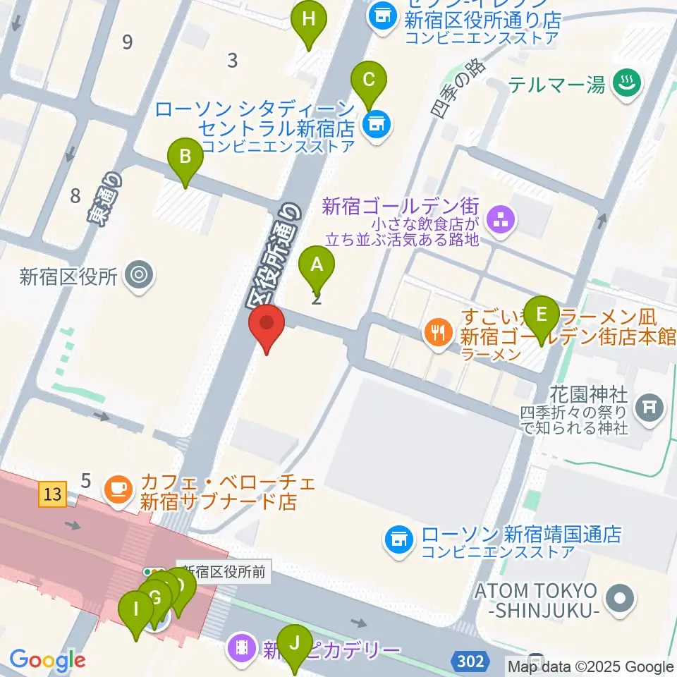 新宿Zirco Tokyo周辺の駐車場・コインパーキング一覧地図