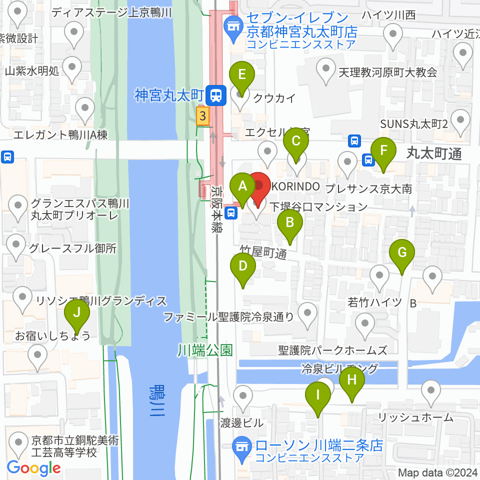 京都メトロ周辺の駐車場・コインパーキング一覧地図