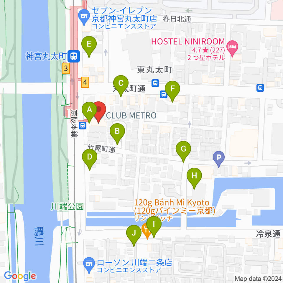 京都メトロ周辺の駐車場・コインパーキング一覧地図