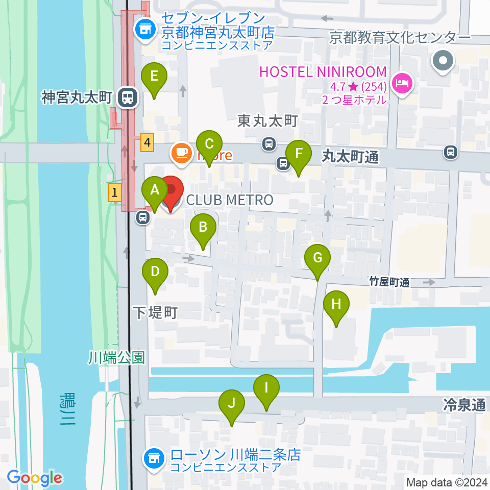 京都メトロ周辺の駐車場・コインパーキング一覧地図