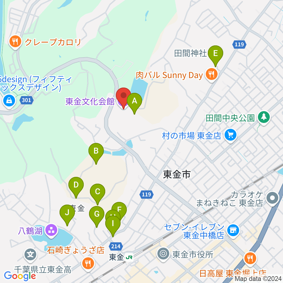 東金文化会館周辺の駐車場・コインパーキング一覧地図