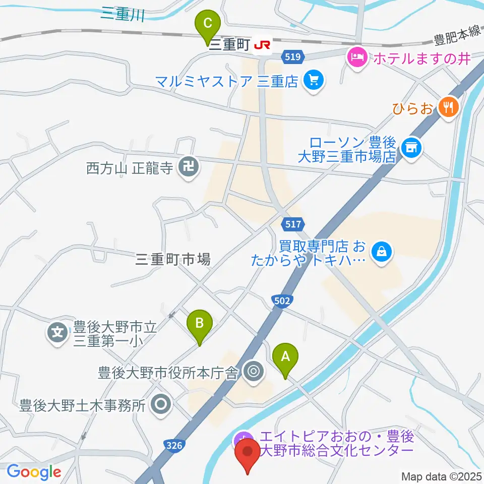 豊後大野市総合文化センター エイトピアおおの周辺の駐車場・コインパーキング一覧地図