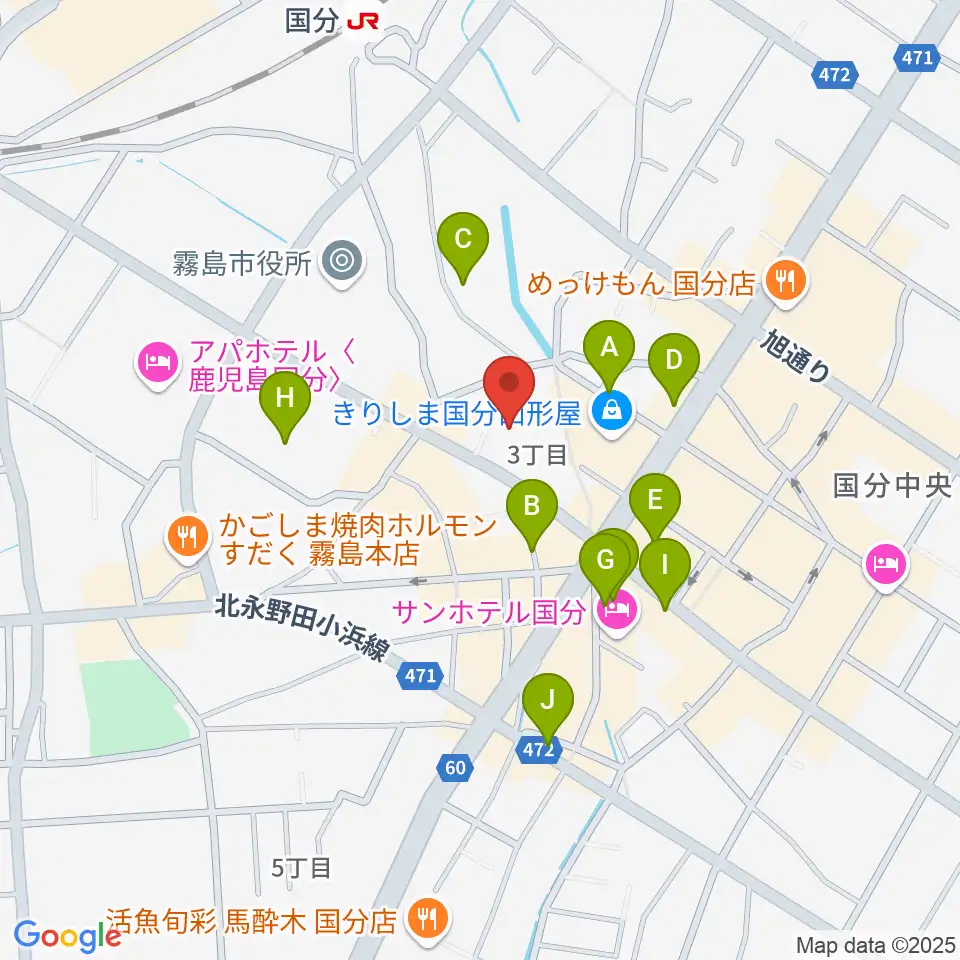 国分ハウジングホール 霧島市民会館周辺の駐車場・コインパーキング一覧地図