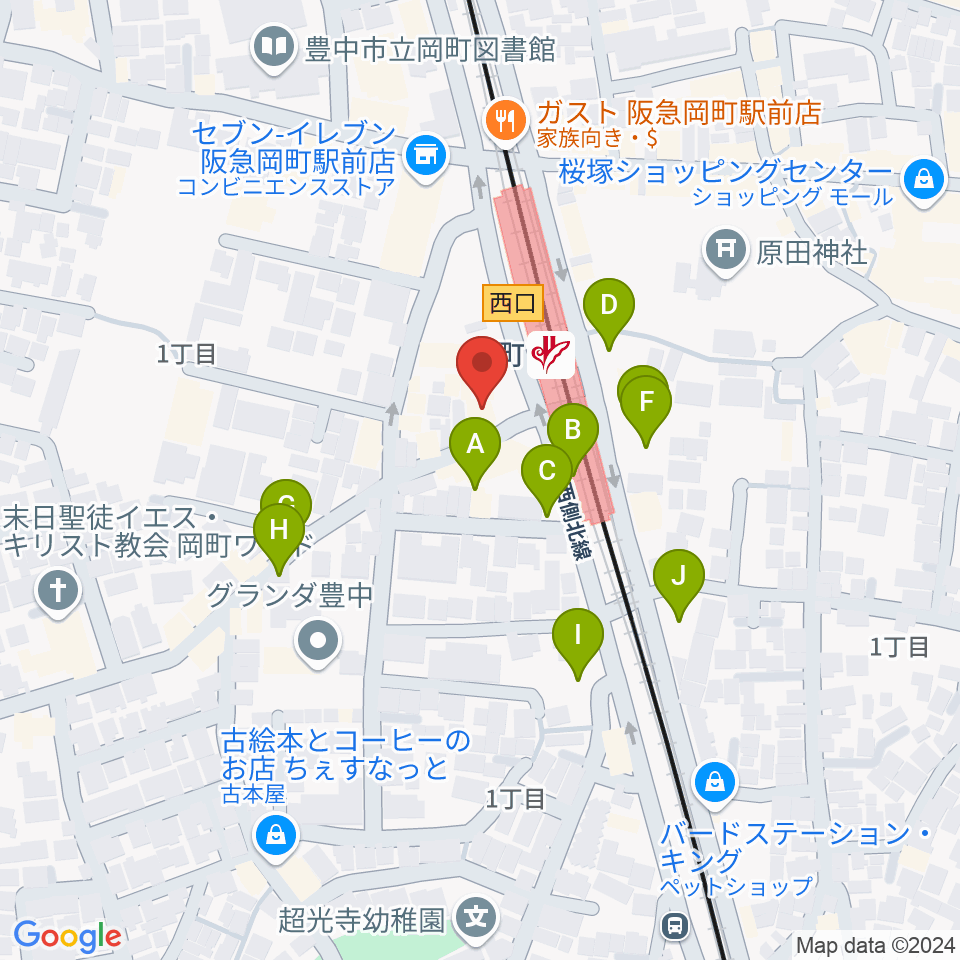 豊中岡町アビリーン周辺の駐車場・コインパーキング一覧地図