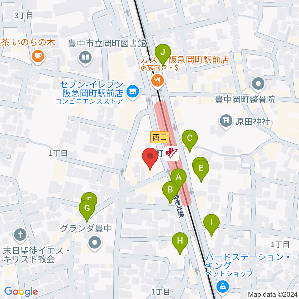 豊中岡町アビリーン周辺の駐車場・コインパーキング一覧地図