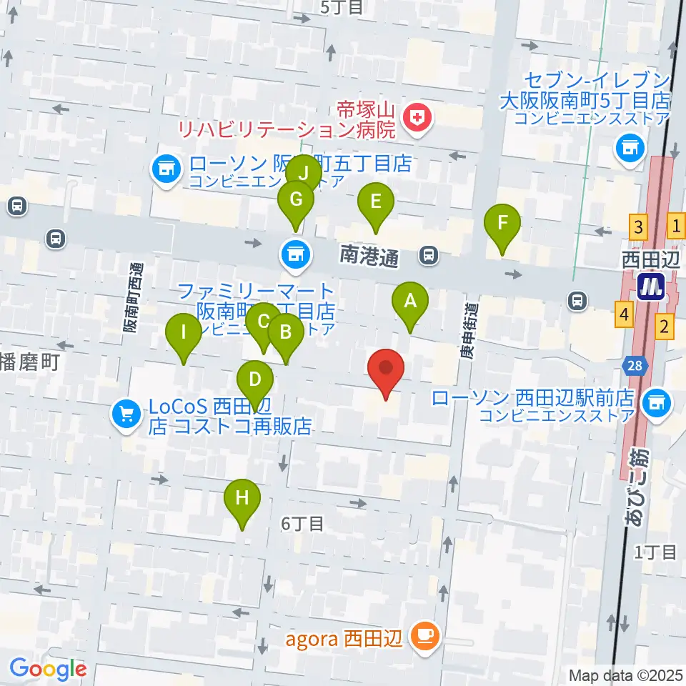 西田辺PIANO STUDIO周辺の駐車場・コインパーキング一覧地図