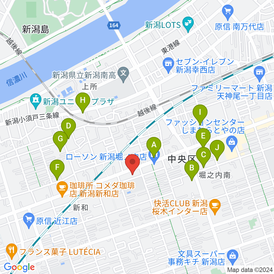 ハードオフ楽器スタジオ新潟近江店周辺の駐車場・コインパーキング一覧地図