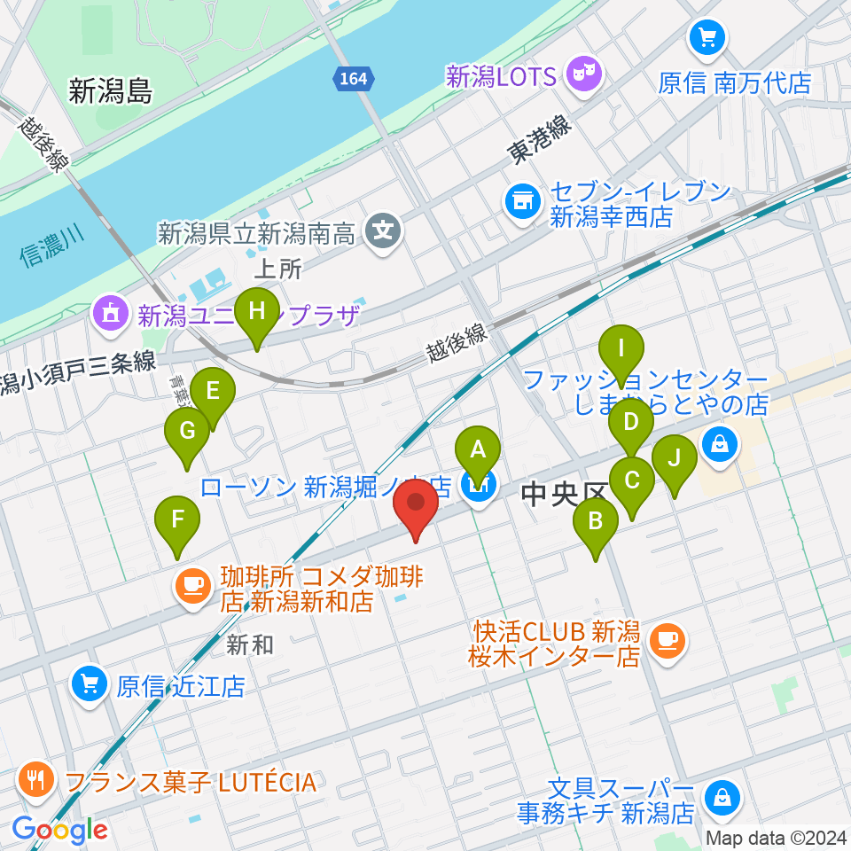 ハードオフ楽器館新潟近江店周辺の駐車場・コインパーキング一覧地図