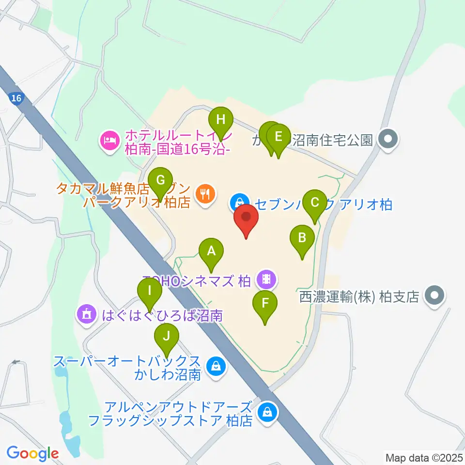 タワーレコードセブンパーク アリオ柏店周辺の駐車場・コインパーキング一覧地図