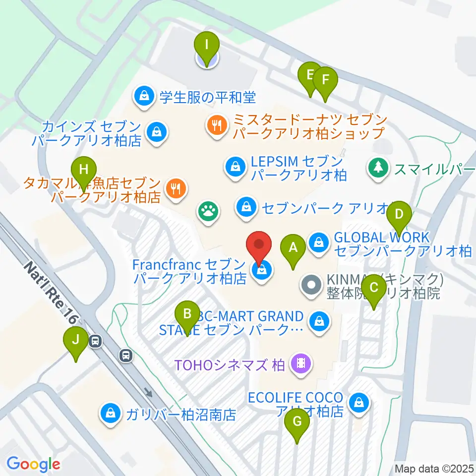 タワーレコードセブンパーク アリオ柏店周辺の駐車場・コインパーキング一覧地図