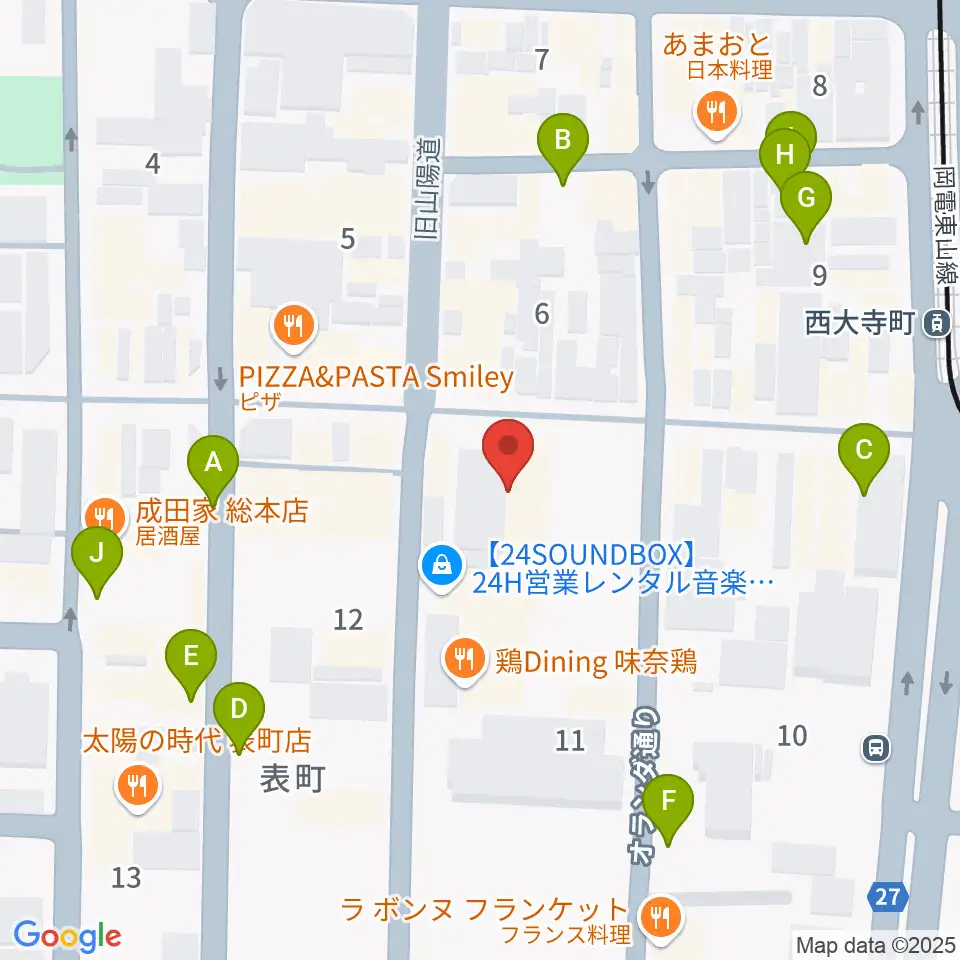 岡山デスペラード周辺の駐車場・コインパーキング一覧地図