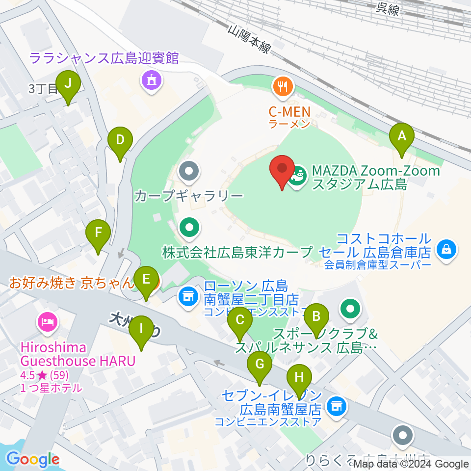 Mazda Zoom-Zoom スタジアム広島周辺の駐車場・コインパーキング一覧地図