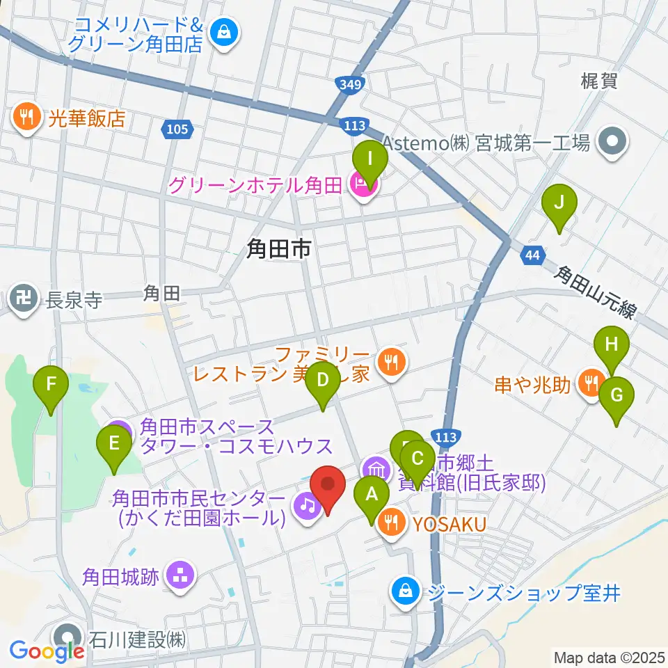 かくだ田園ホール(角田市市民センター)周辺の駐車場・コインパーキング一覧地図