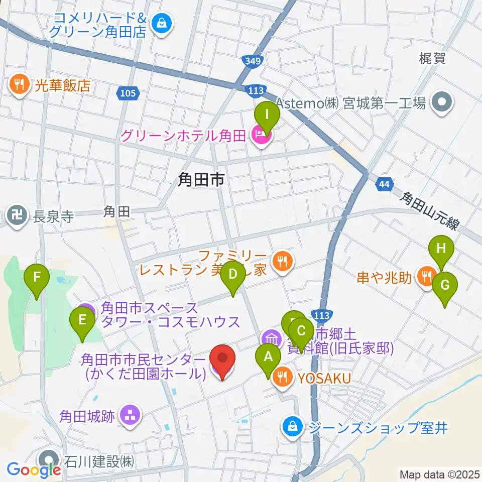 角田市市民センター周辺の駐車場・コインパーキング一覧地図