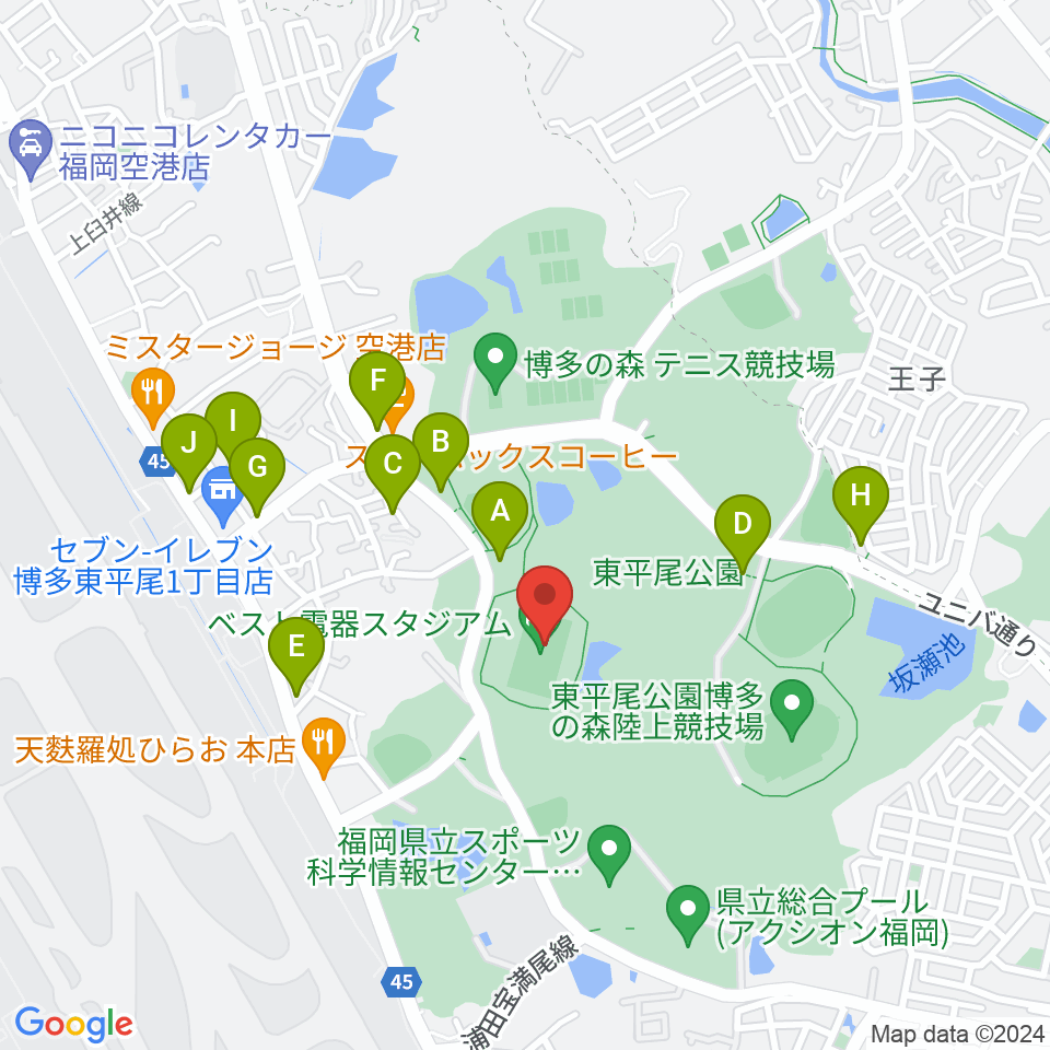 ベスト電器スタジアム周辺の駐車場・コインパーキング一覧地図