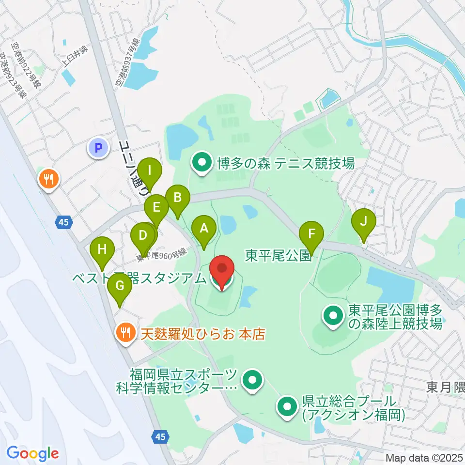ベスト電器スタジアム周辺の駐車場・コインパーキング一覧地図