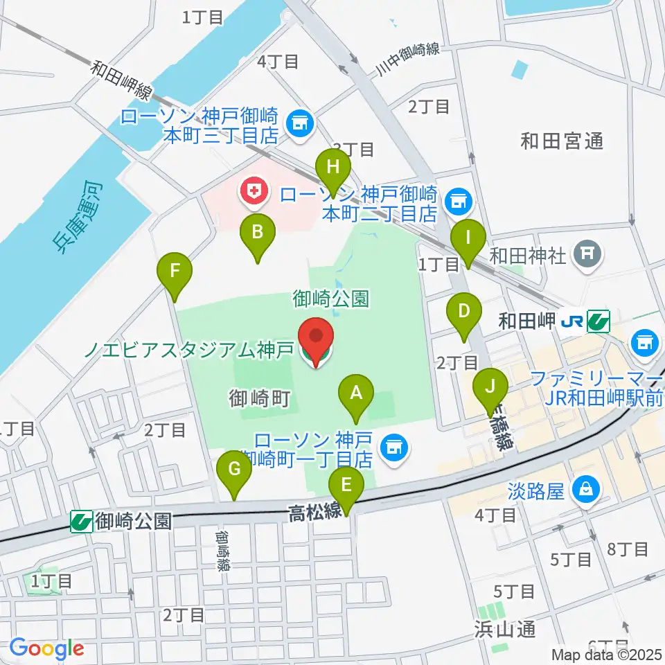 ノエビアスタジアム神戸周辺の駐車場・コインパーキング一覧地図