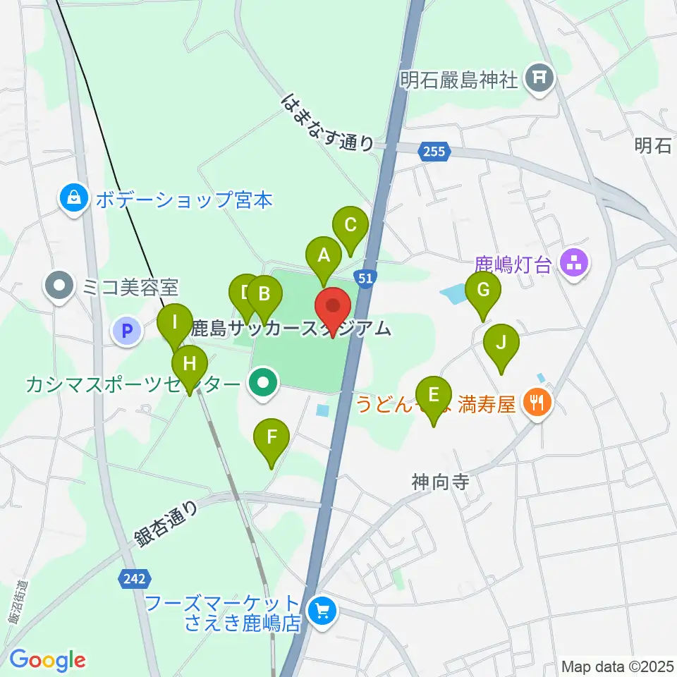 メルカリスタジアム周辺の駐車場・コインパーキング一覧地図