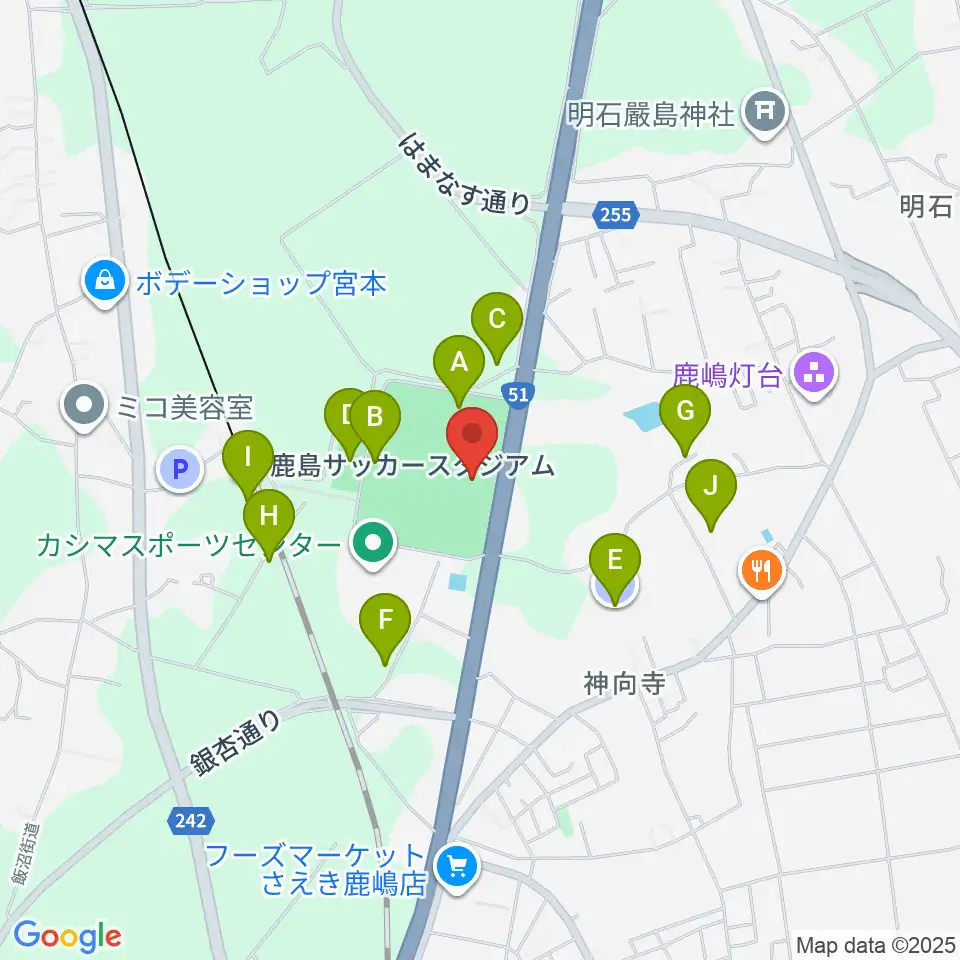 メルカリスタジアム周辺の駐車場・コインパーキング一覧地図