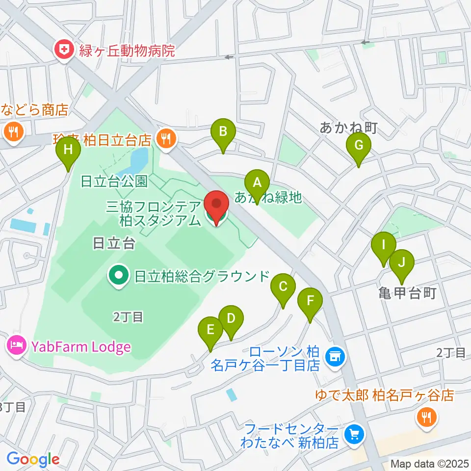 三協フロンテア柏スタジアム周辺の駐車場・コインパーキング一覧地図