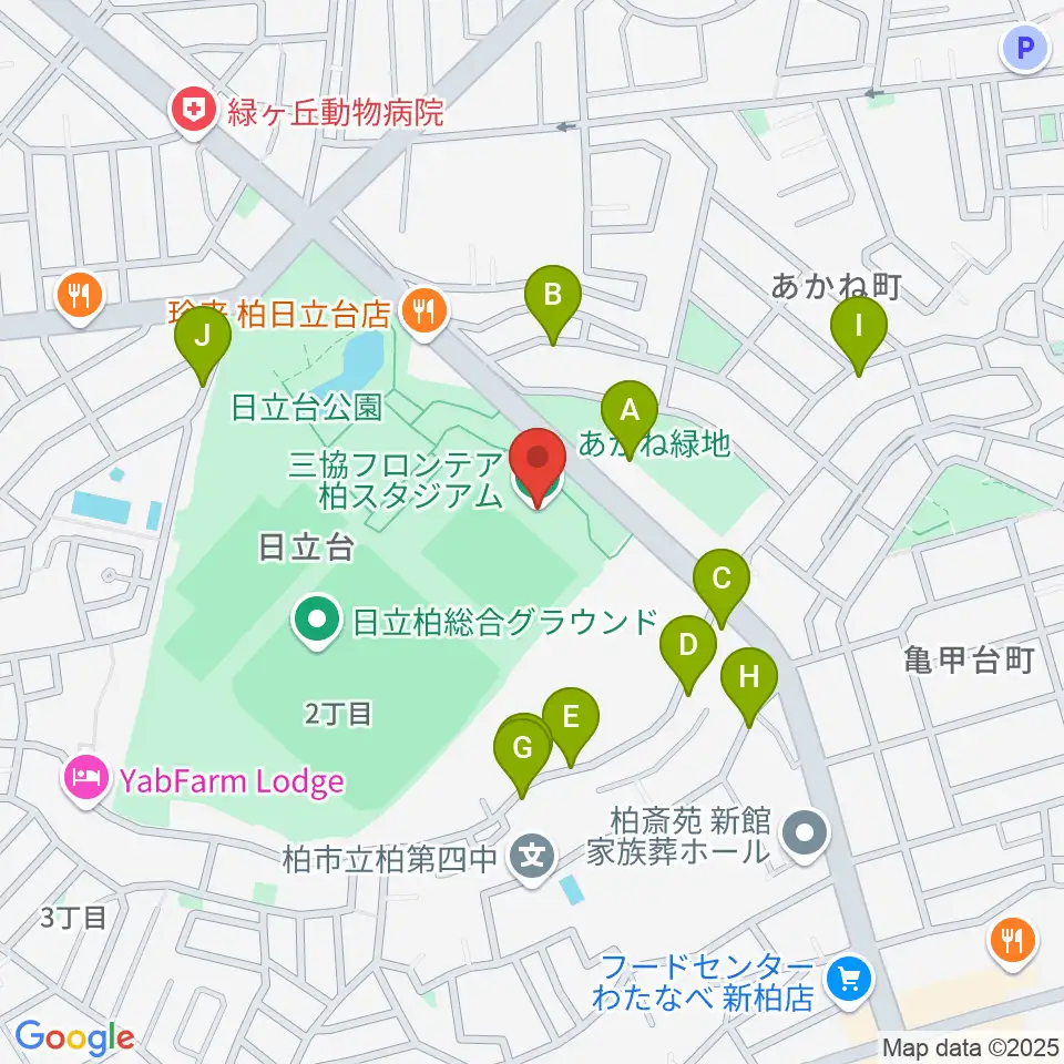 三協フロンテア柏スタジアム周辺の駐車場・コインパーキング一覧地図